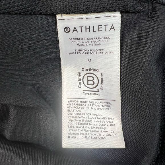 Athleta Everyday Polo Shirt Womens Size Medium Black Pocket Preppy Golf Stretch - Picture 6 of 9